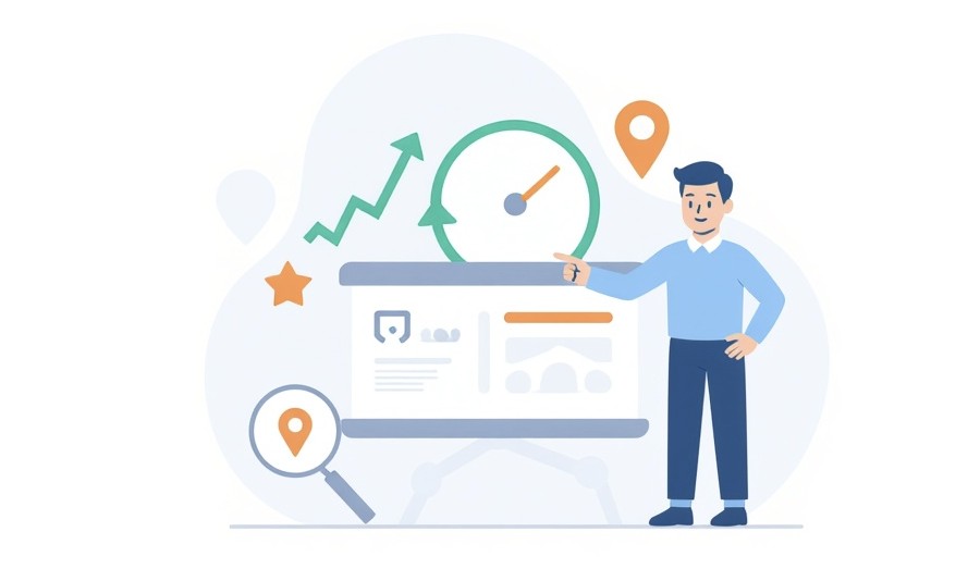 Specjalista SEO pokazuje Domain Authority strony internetowej.