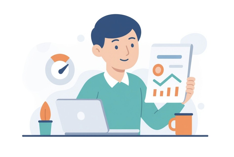 Specjalista SEO analizuje raport Core Web Vitals.