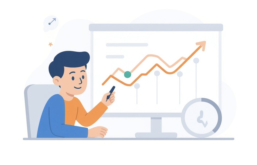 Specjalista SEO tłumaczy głębokość indeksowania na tablicy.