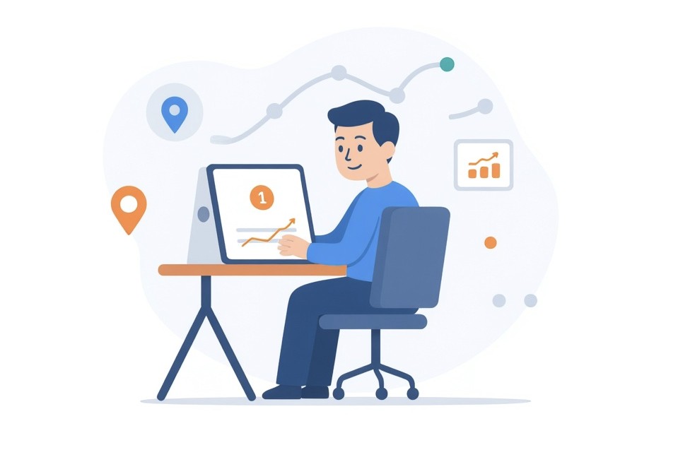 Specjalista SEO analizuje indeksowanie stron internetowych.