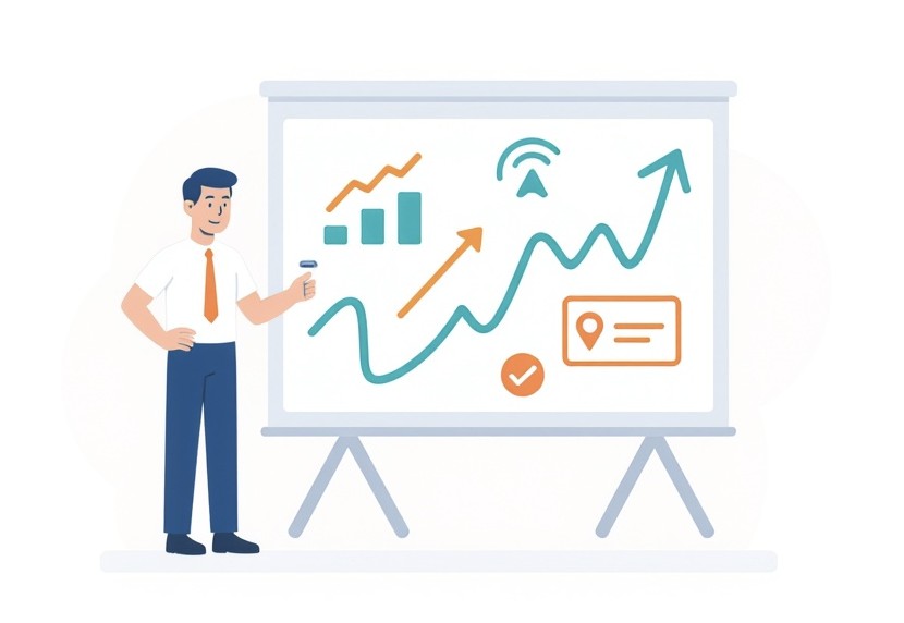 Specjalista SEO tłumaczy pingowanie w SEO na tablicy.