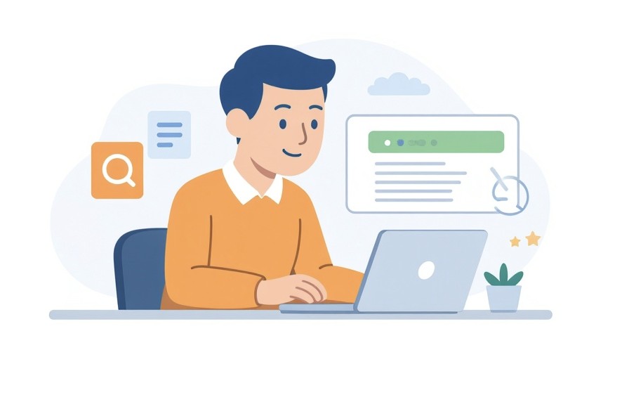 Specjalista SEO analizuje rodzaje snippetów w wynikach wyszukiwania.