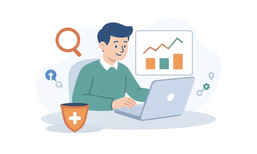 Specjalista SEO analizuje TrustRank stron internetowych.