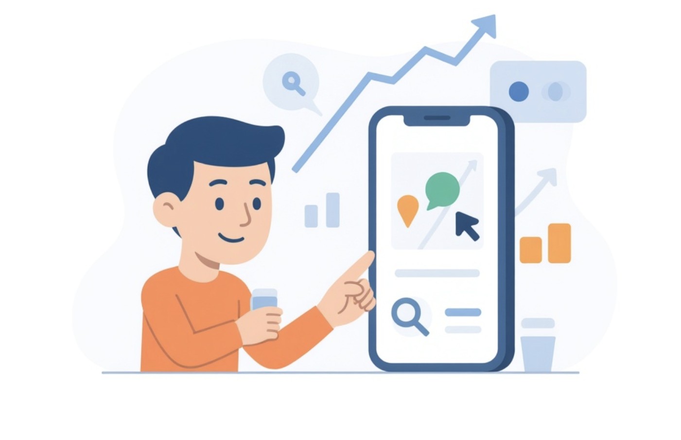 Specjalista SEO analizuje wyniki wyszukiwania głosowego.